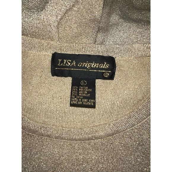 Lisa Originals top career cotton Rayon blend short sleeve metallic vintage - Picture 6 of 7